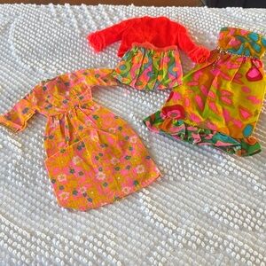 Vintage-Inspired Barbie (c) Dress Set in Bright Neon Floral